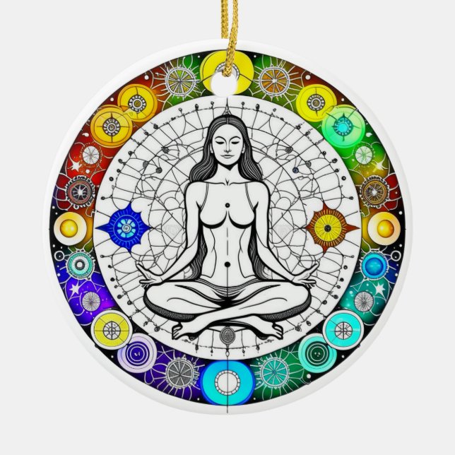 Tranquil and Serene Peaceful Meditation Ceramic Tree Decoration (Front)