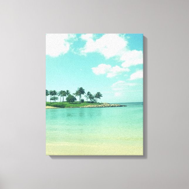 Tranquil and Serene Turquoise Beach in Hawaii Canvas Print (Front)