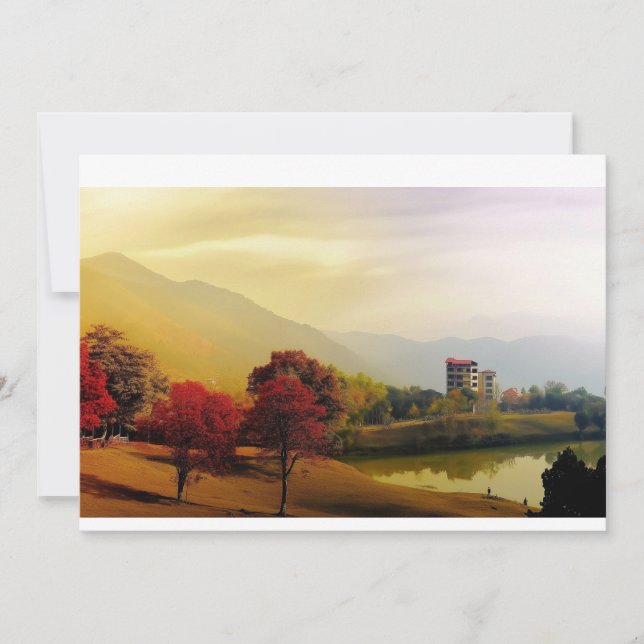  Tranquil Autumn Landscape with Serene Lake Invitation (Front)