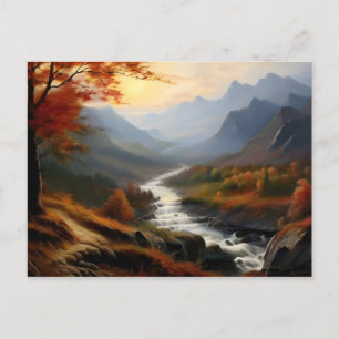 Tranquil Autumn Mountain Stream Postcard