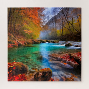 Tranquil Autumn River Landscape Jigsaw Puzzle