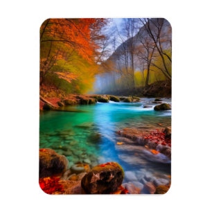 Tranquil Autumn River Landscape Magnet