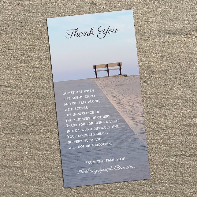 Tranquil Beach Sympathy Thank You 4 x 8 Flat Card (Creator Uploaded)