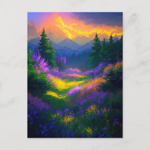 Tranquil Beauty of the Colourful Valley at Evening Postcard