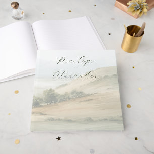 Tranquil Beige Watercolor Landscape Guest Book