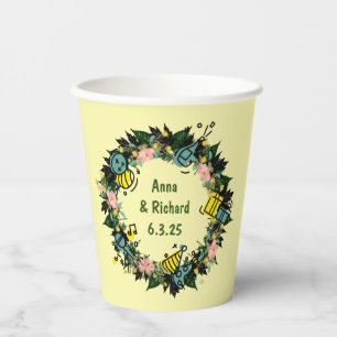 Tranquil Blooms: Exquisite Floral Wreath Paper Cups