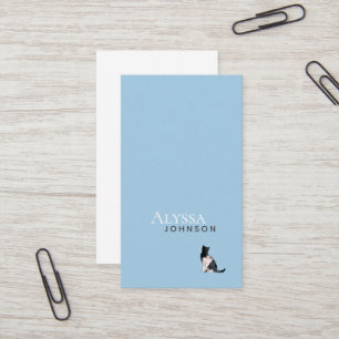 Tranquil Blue Calico Cloud Cat Minimal Business Card