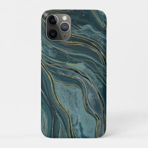 Tranquil Blue Gold Abstract Watercolor Waves Case-Mate iPhone Case