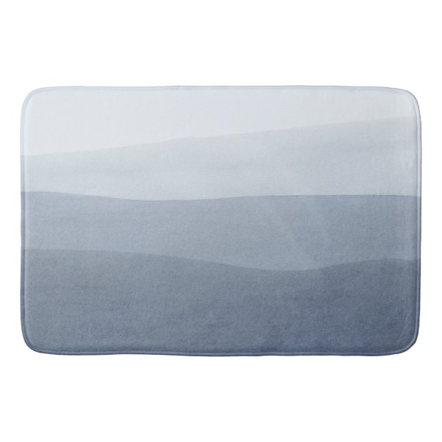 Tranquil Blue-Grey Abstract Landscape Bath Mat (Front)