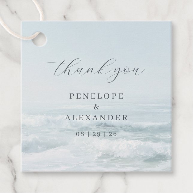 Tranquil Blue Ocean Waves Favour Tags (Front)