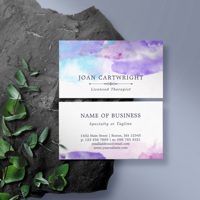 Tranquil Blue Purple Watercolor Business Card (Creator Uploaded)
