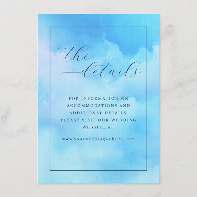 Tranquil Blue Watercolor Details Enclosure Card (Front)