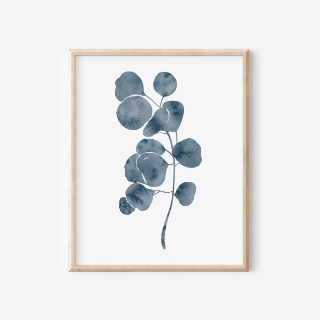 Tranquil Blue Watercolor Eucalyptus Branch Art Poster (Creator Uploaded)