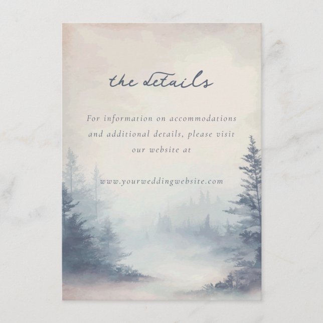 Tranquil Blue Watercolor Forest Enclosure Card (Front)