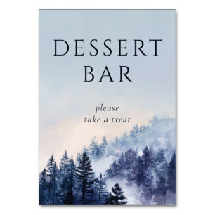 Tranquil Blue Watercolor Forest Scene Table Number