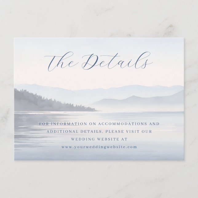 Tranquil Blue Watercolor Landscape Enclosure Card (Front)
