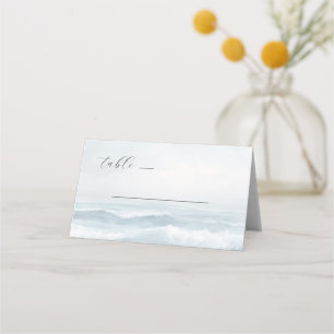 Tranquil Blue Watercolor Waves Place Card
