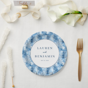 Tranquil Blue Winter Forest Paper Plate