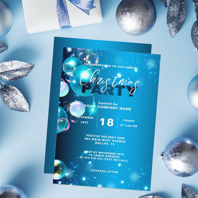 Tranquil Blue Winter Night Corporate Christmas Invitation (Creator Uploaded)