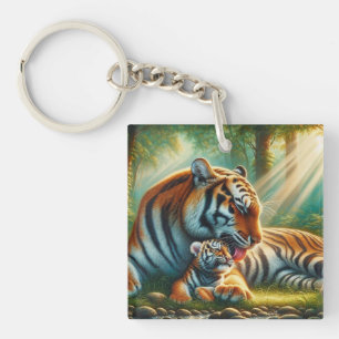 Tranquil Bonding in the Jungle Painting Key Ring