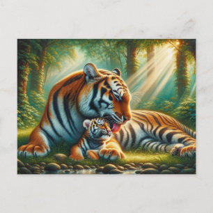 Tranquil Bonding in the Jungle Painting Postcard