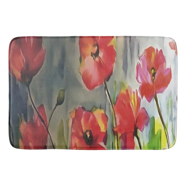 Tranquil Buds Blowing In The Wind Painting Bath Mat (Front)