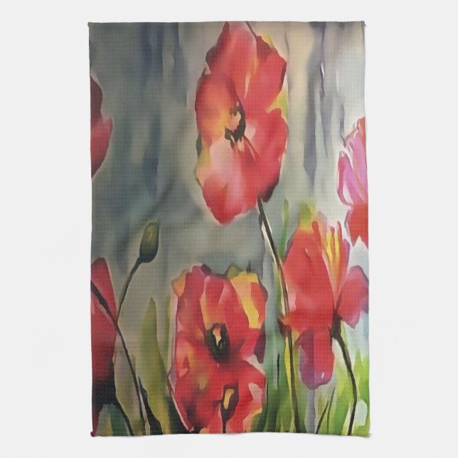 Tranquil Buds Blowing In The Wind Painting Tea Towel (Vertical)