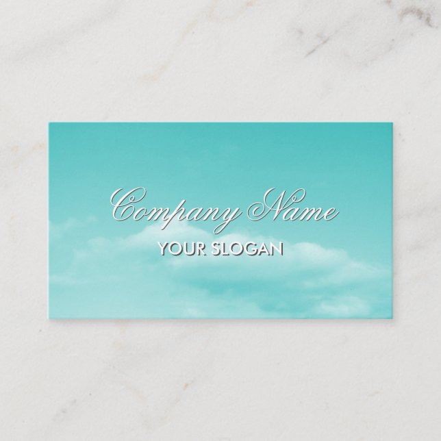 Tranquil business card design with aqua sky image (Front)