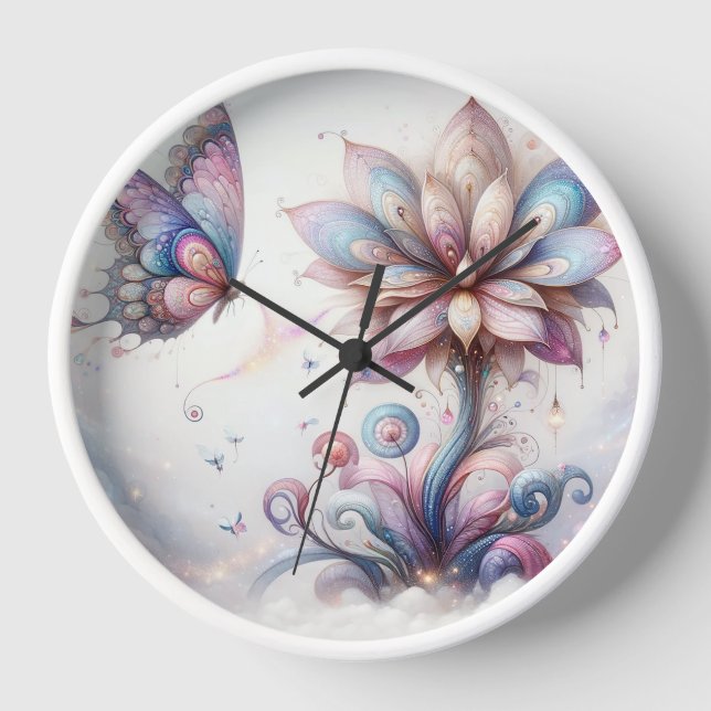 Tranquil Butterfly Timepiece Clock (Front)