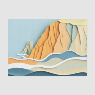 Tranquil Coastal Cliffs with Gentle Waves in Soft Tissue Paper