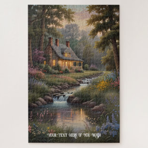 Tranquil Countryside Retreat Cottage by the Stream Jigsaw Puzzle