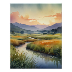 Tranquil Countryside River Poster