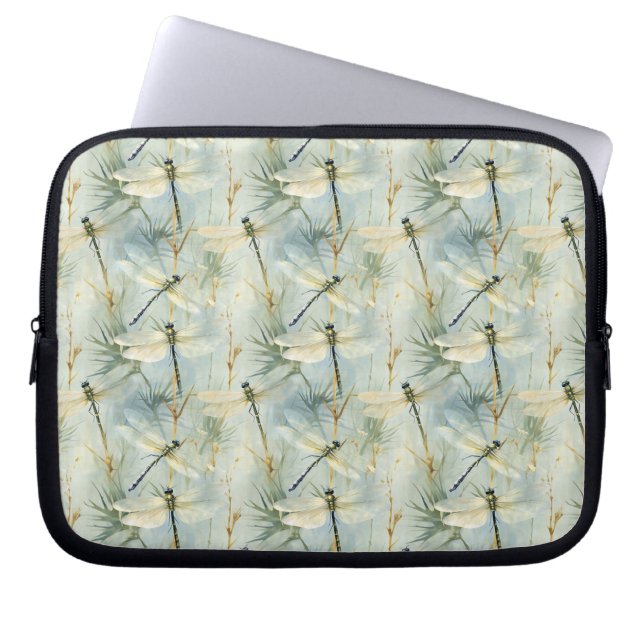 Tranquil Dragonfly Watercolour-style Laptop Sleeve (Front)
