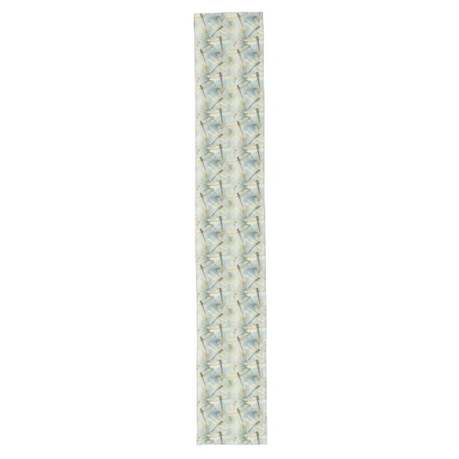 Tranquil Dragonfly Watercolour-style Long Table Runner (Front)