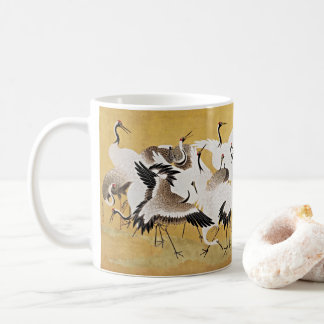 Tranquil Elegance: Japanese Flock of Cranes Coffee Mug