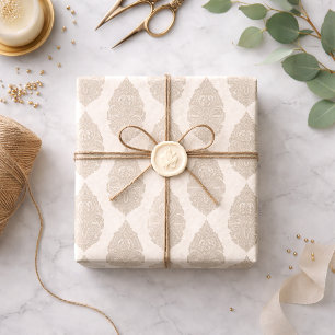 Tranquil Elegance: Sepia Henna Pattern Tissue Pape Paper