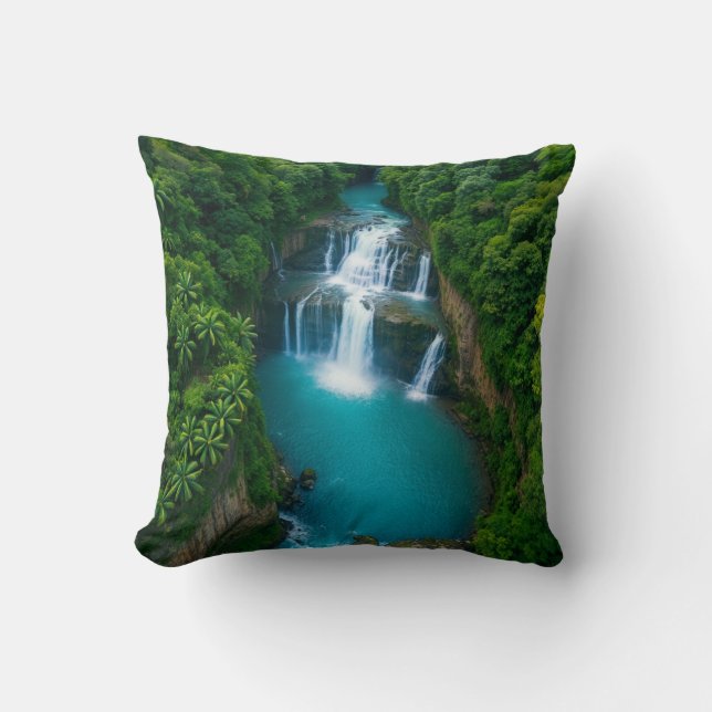 "Tranquil Falls  – Nature’s Hug in Every  Cushion (Front)