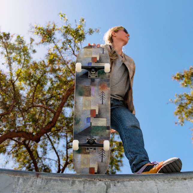 Tranquil Fir Trees Expressionist Skateboard (Outdoor 1)