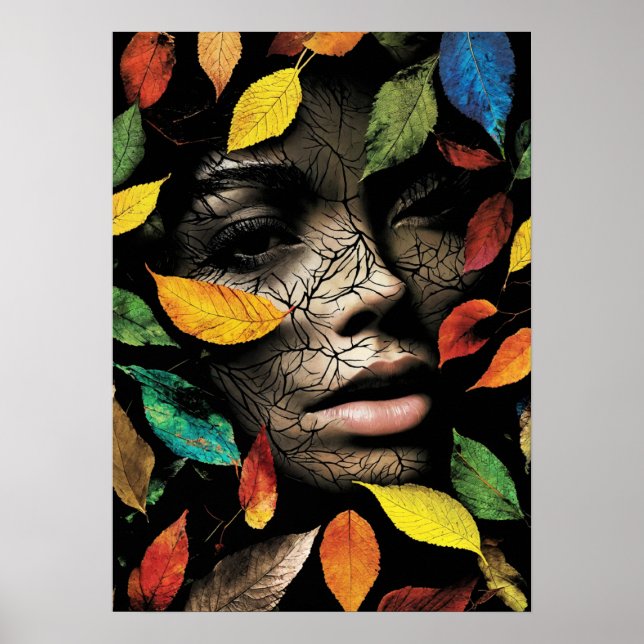 "Tranquil Foliage: Woman's Portrait" is a stunning Poster (Front)