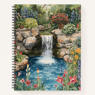 Tranquil Garden Waterfall Spiral Notebook