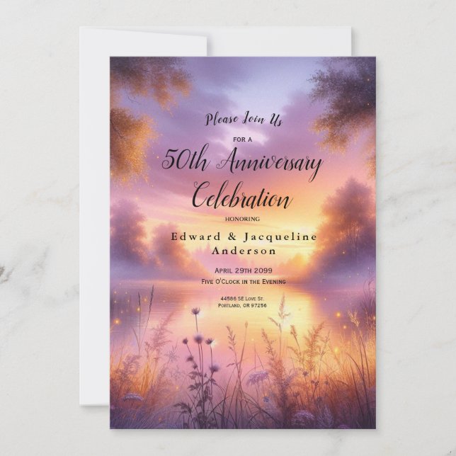 Tranquil Glow of Evening by the Lake Invitation (Front)