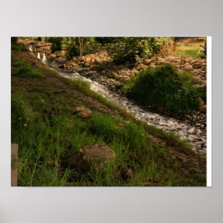 Tranquil Green Stream in Countryside - Rustic Natu Poster