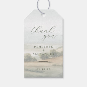 Tranquil Green Watercolor Landscape Gift Tags