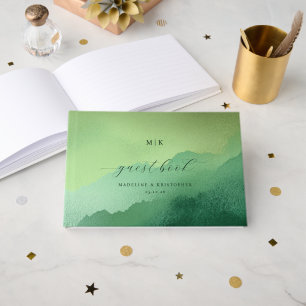 Tranquil Green Watercolor Landscape Guest Book