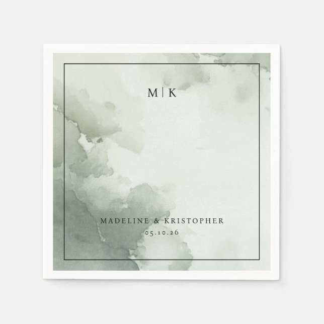 Tranquil Green Watercolor Napkin (Front)
