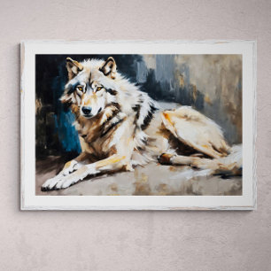 Tranquil Guardian: Peaceful Wolf Portrait Poster