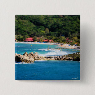 Tranquil Island Paradise Labadee Haiti 15 Cm Square Badge