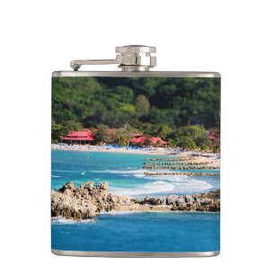 Tranquil Island Paradise Labadee Haiti Hip Flask