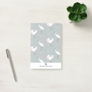 Tranquil Japanese Cranes & Gingko Leaves Personal Post-it Notes
