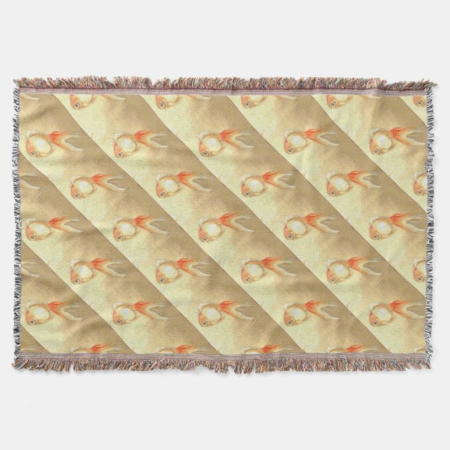 Tranquil Japanese Goldfish Throw Blanket (Front)